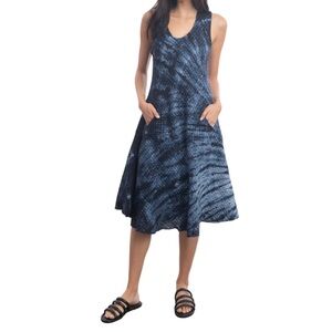 Luna Luz Margarita Midi Tank Dress Navy Blue Lagenlook Coastal Resortwear NWT